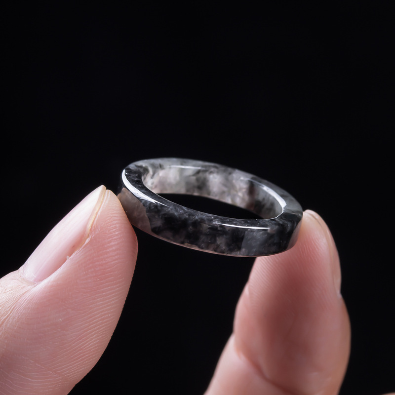 天然A級ビルマ産、黒翡翠アイスタイプリング、男女兼用ジュエリ - Jewelry & Watches Vitopoulos のレビューと価格