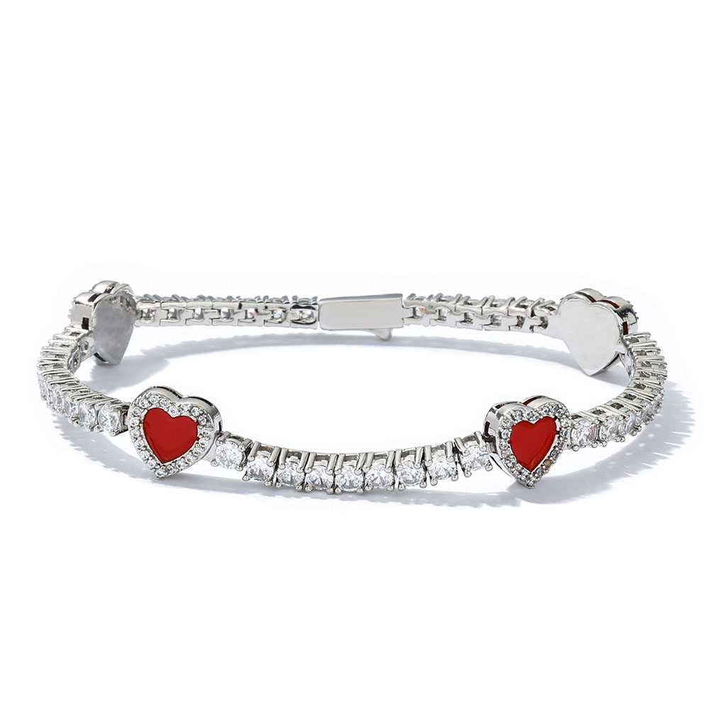 ESKEEM 熱売中 カラフルなハート型テニスチェーン 幅4 - Tennis Bracelet Cubic のレビューと価格