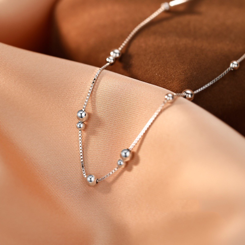 925 スターリングシルバー幾何学的なラウンドビーズアンクル - Anklet Foot Chain のレビューと価格